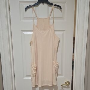Cream Sleeveless Dress with Pockets